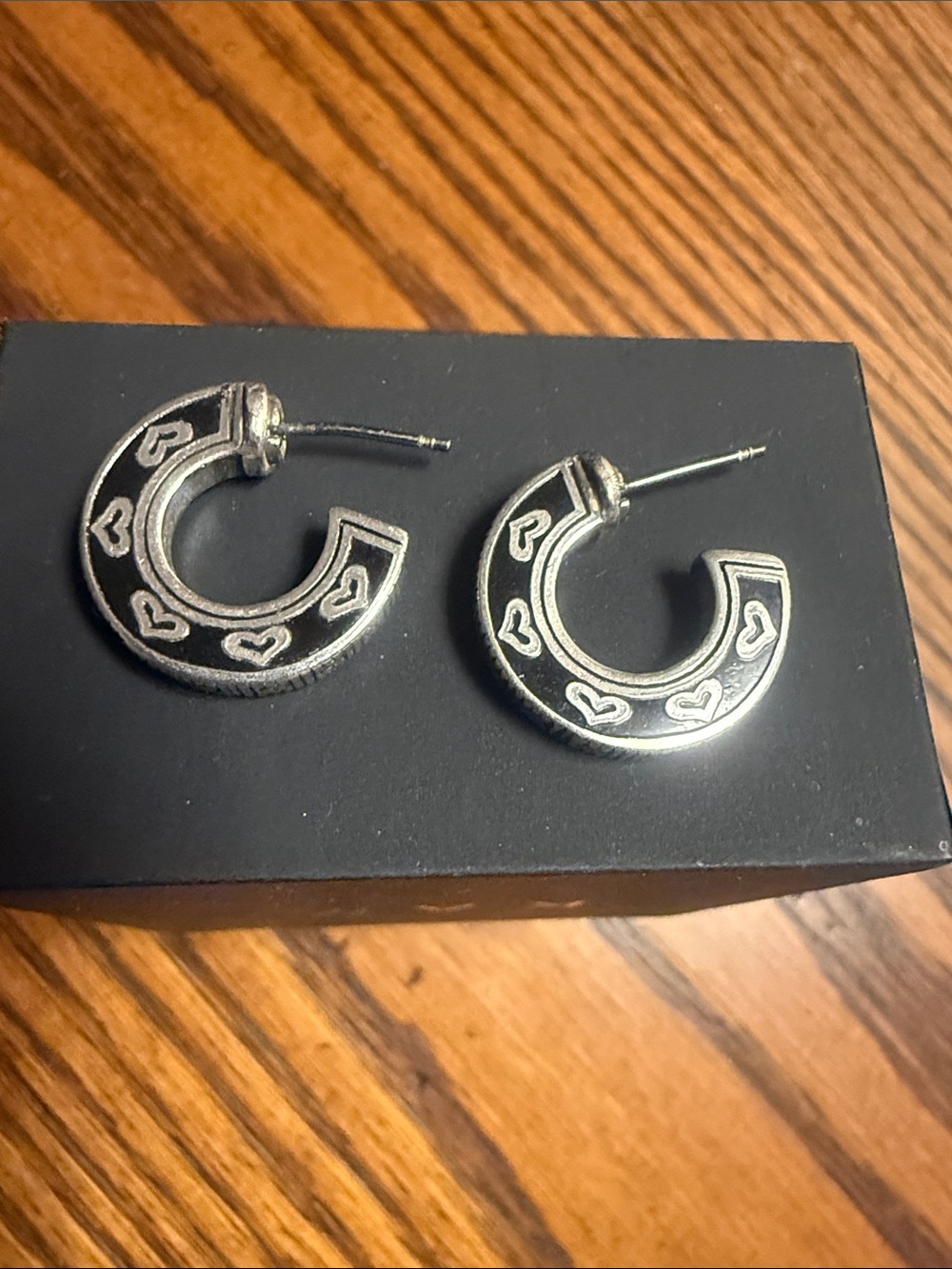Brighton Silver Heart Accent Hoop Earrings - Women Jewelry